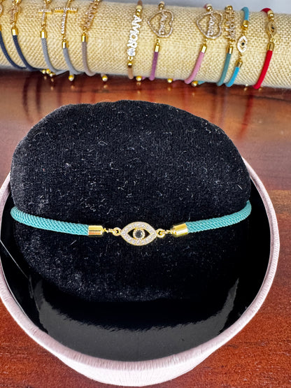 cotton cord bracelet with charm