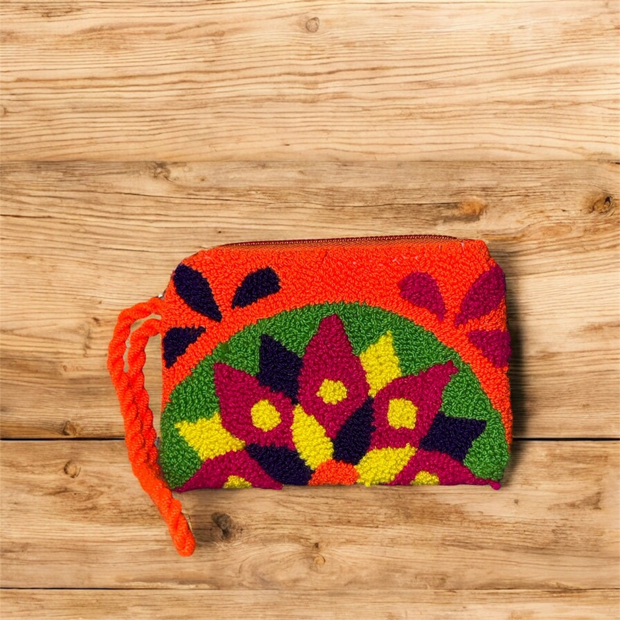 Colorful woven pouch with geometric pattern Montreal 