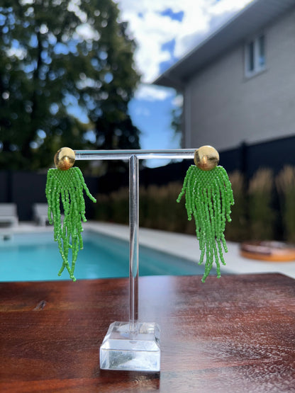 green earrings