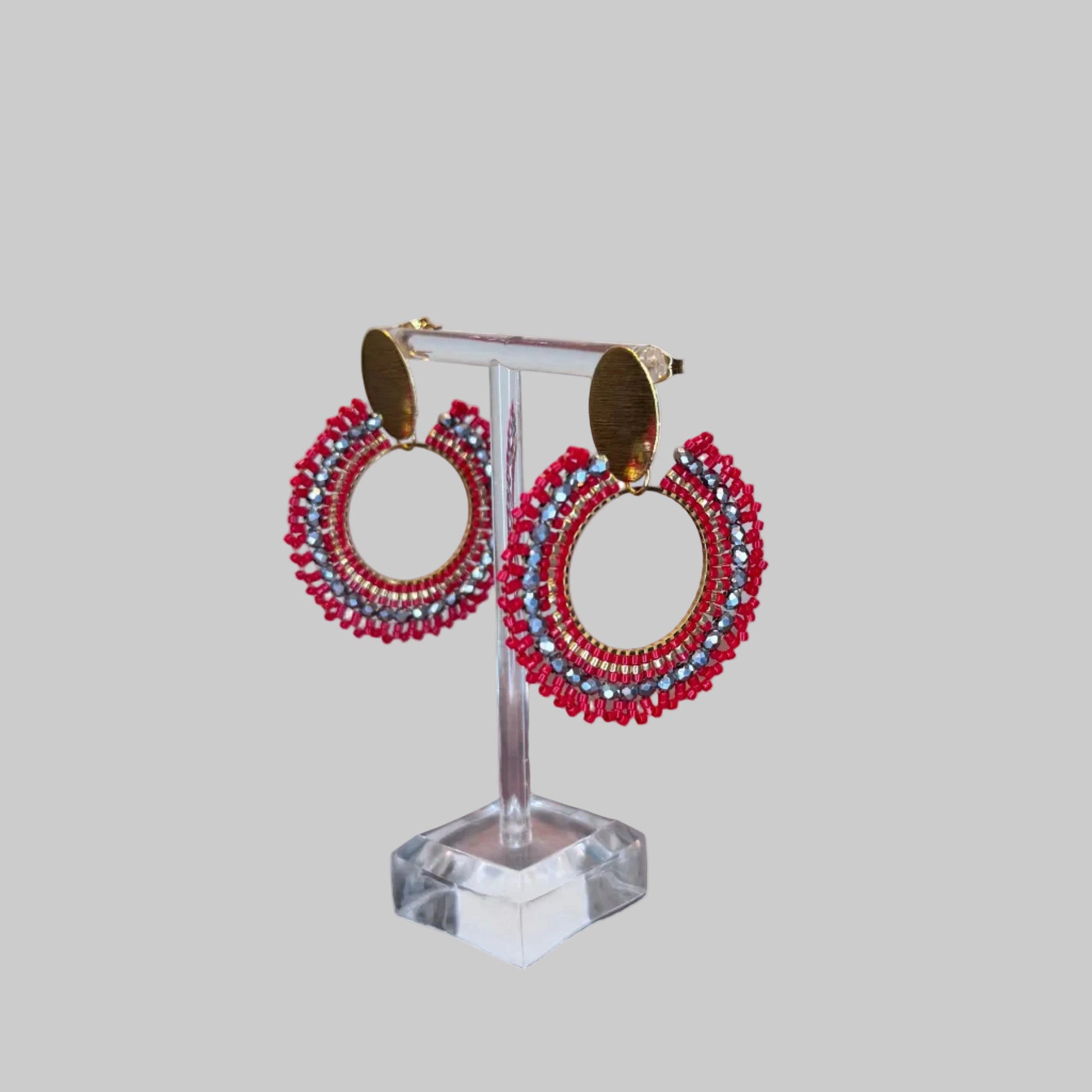 handmade crystal woven earrings, colombian jewelry montreal