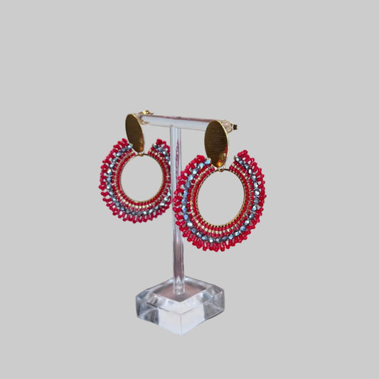 handmade crystal woven earrings, colombian jewelry montreal