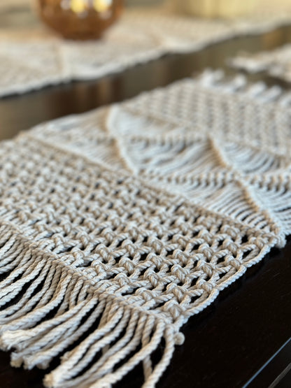 macrame table set, table decor, unique pattern, handmade, hand woven table set