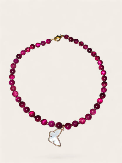 red eye tiger gemstone necklace, Colombian handmade jewelry Montreal