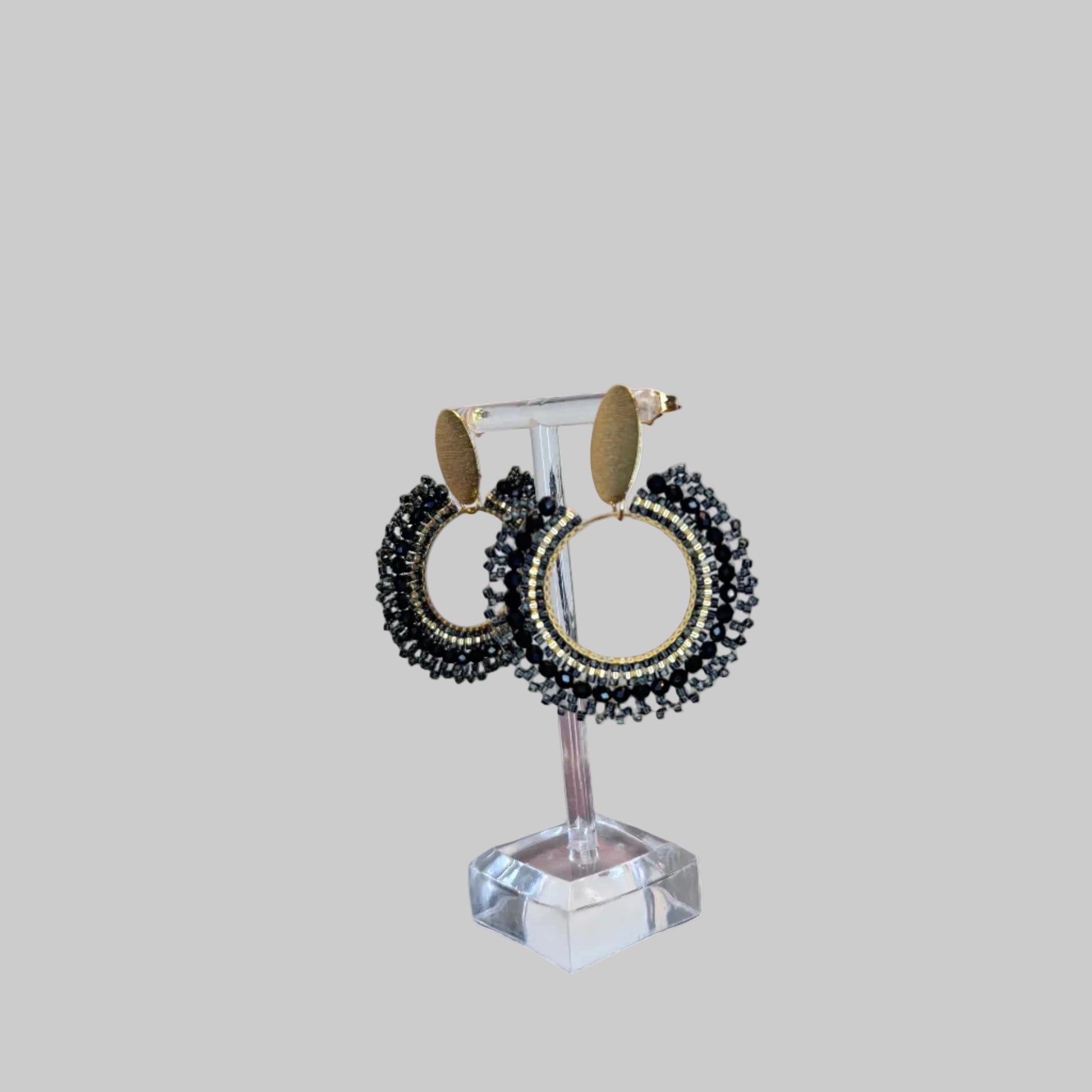 handmade crystal woven earrings, colombian jewelry montreal