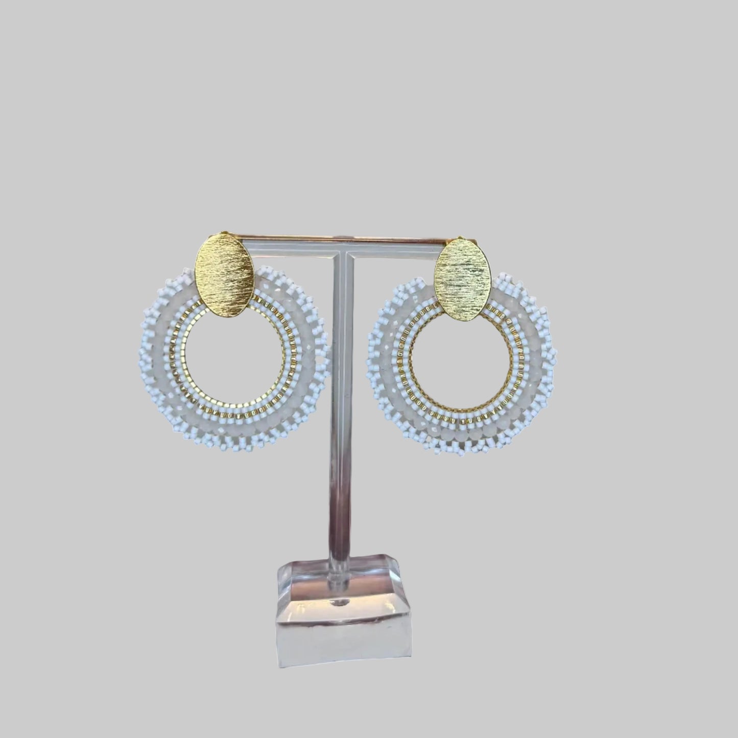 handmade crystal woven earrings, colombian jewelry montreal