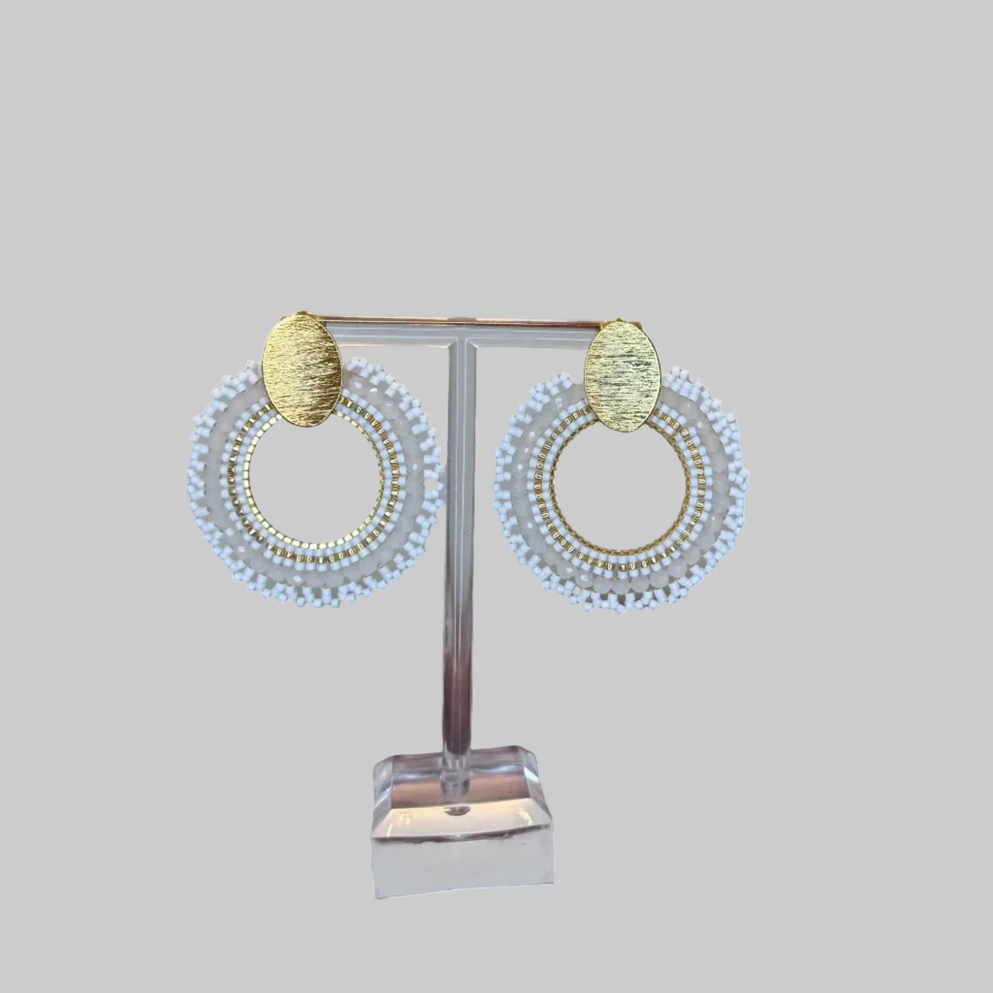handmade crystal woven earrings, colombian jewelry montreal