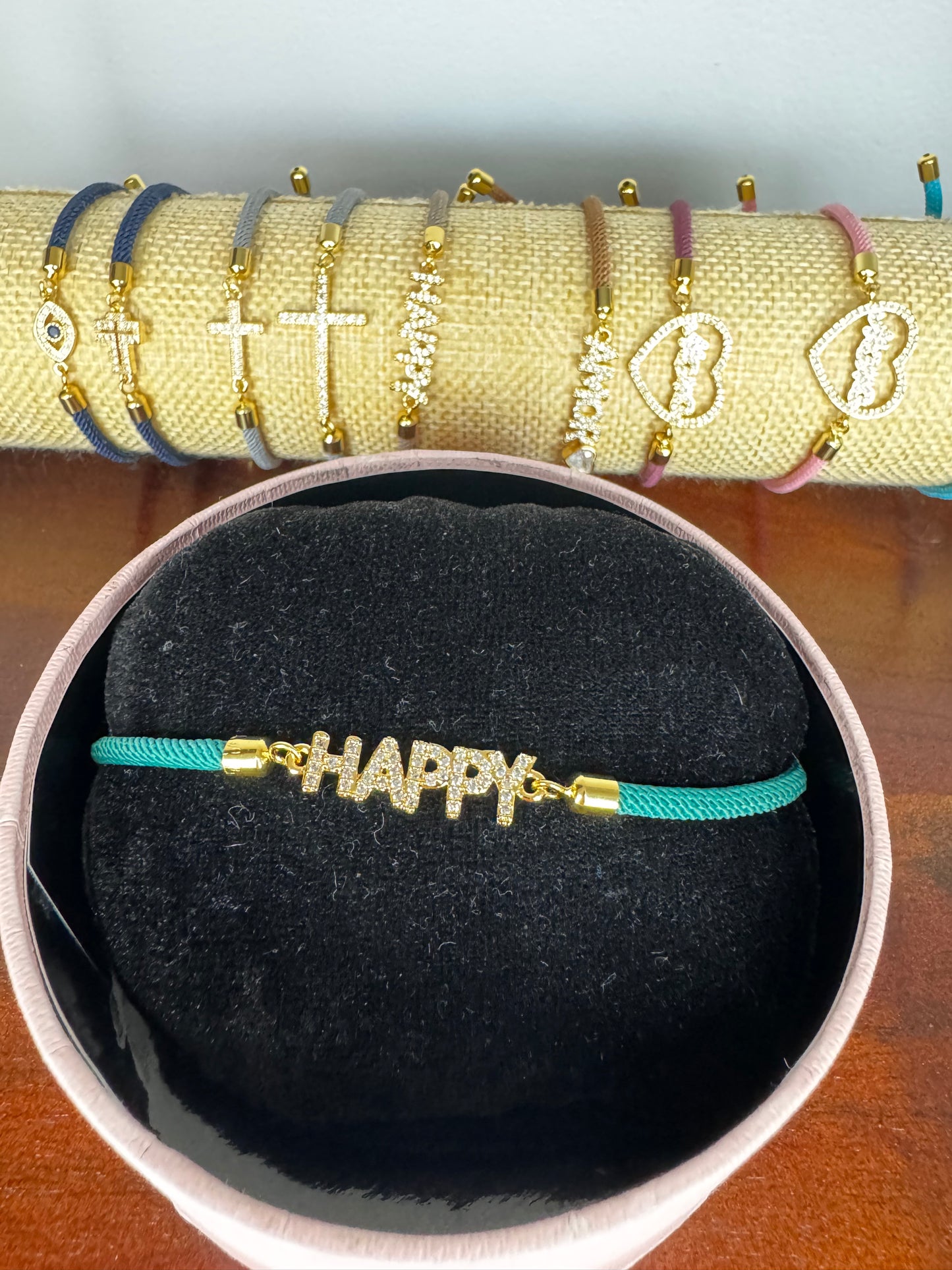 cotton cord bracelet with charm