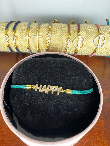 cotton cord bracelet with charm