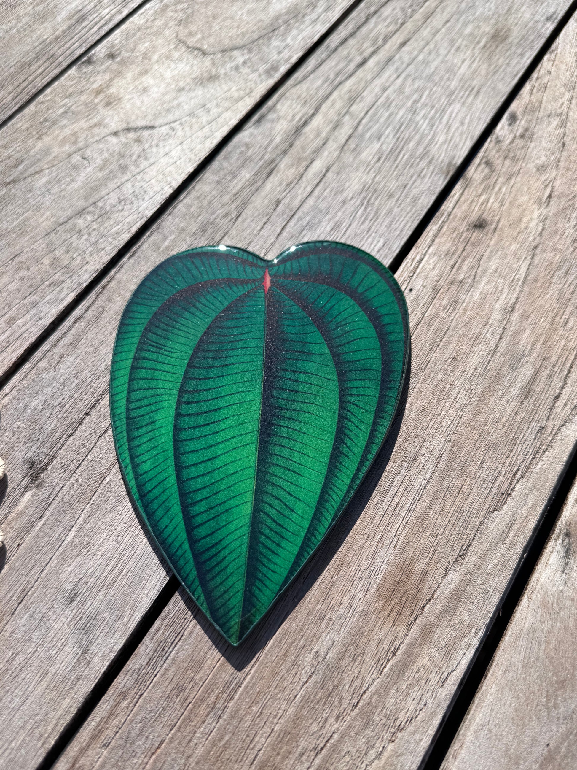 Green leaf coaster, hand painted coaster, home decor, table decor Montreal 