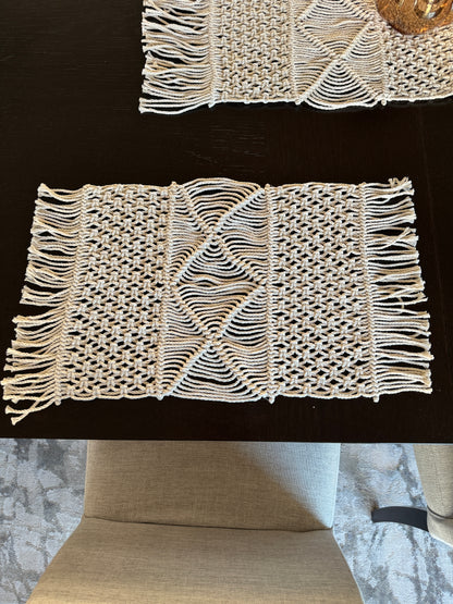 macrame table set, table decor, unique pattern, handmade, hand woven table set
