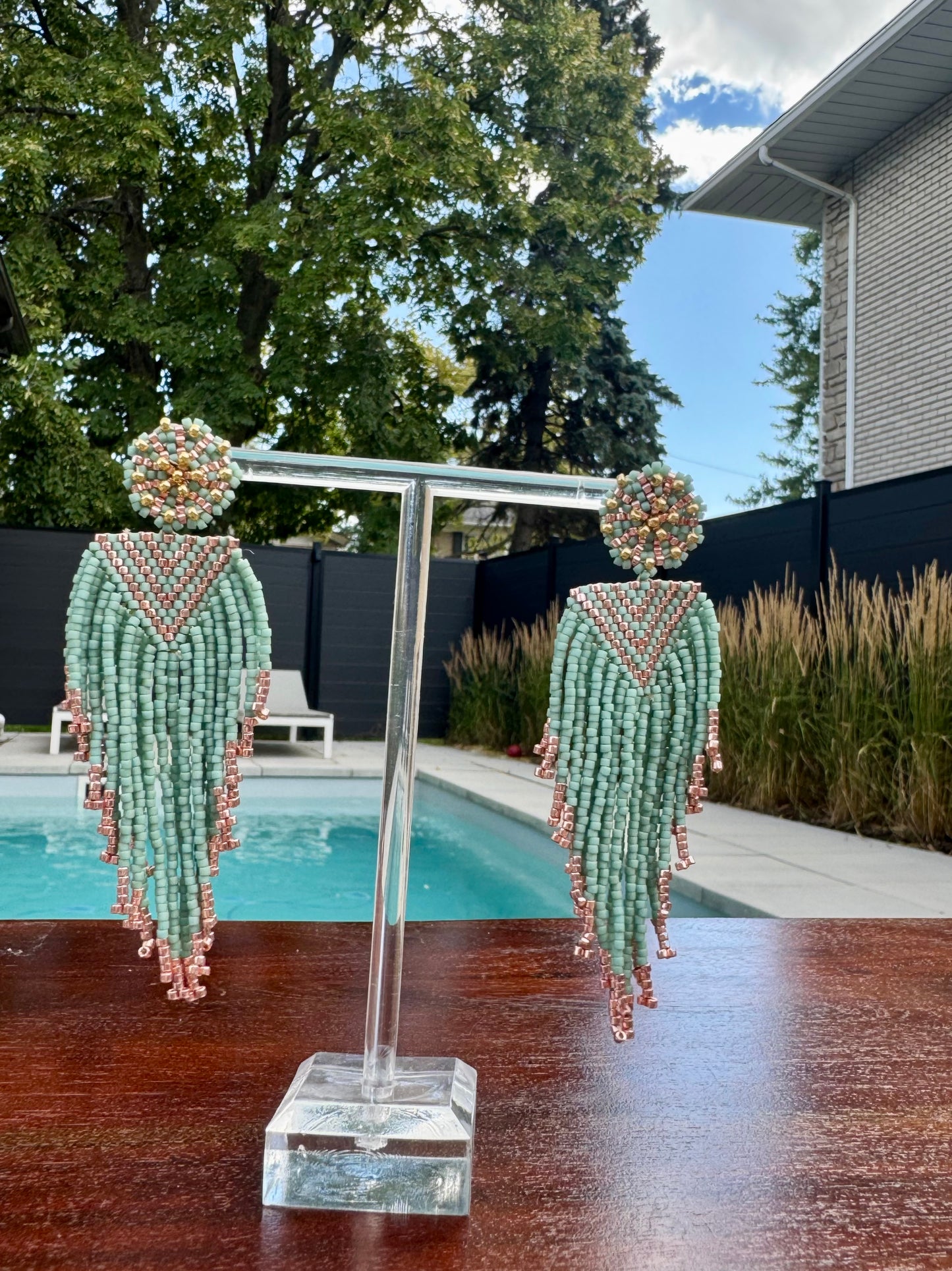 mint green handmade earrings 