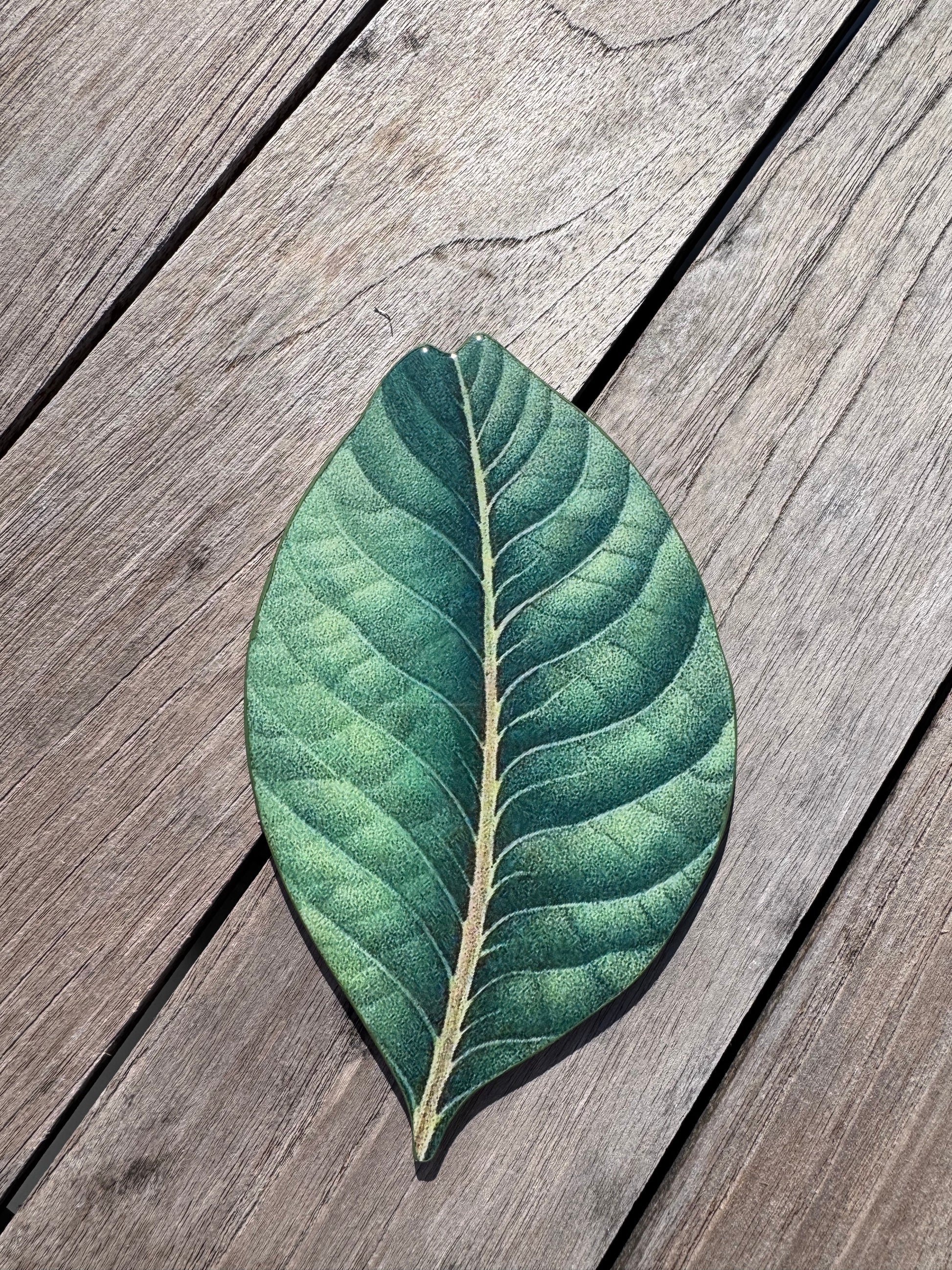 Green leaf coaster, hand painted coaster, home decor, table decor Montreal 