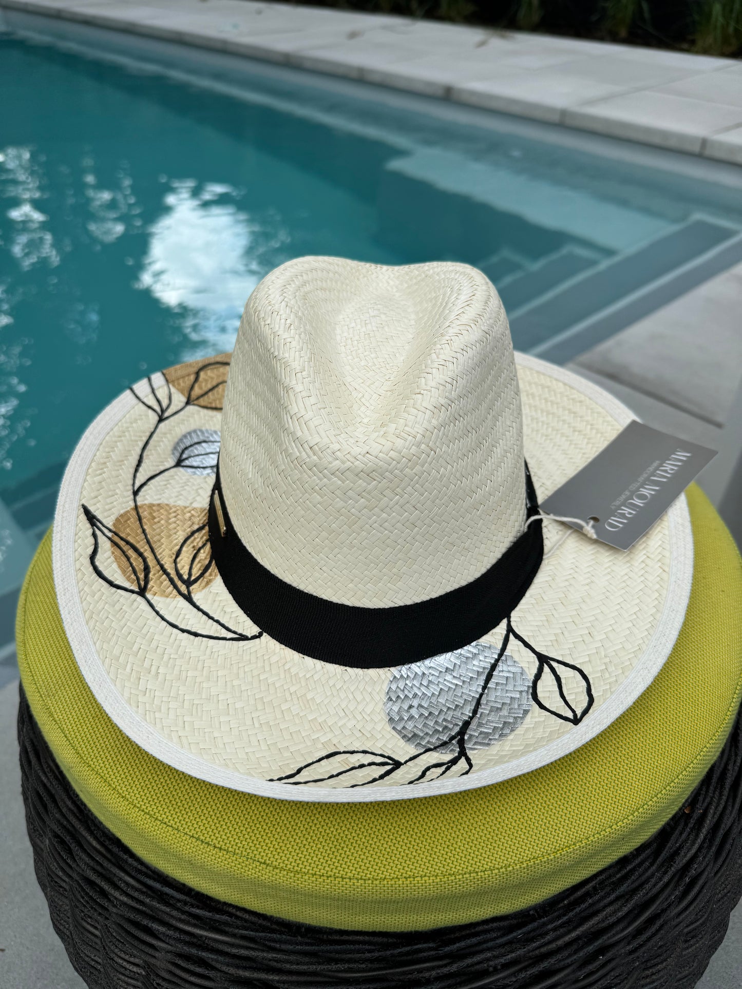 Gold & Silver Panama Handwoven and Hand Painted Hat