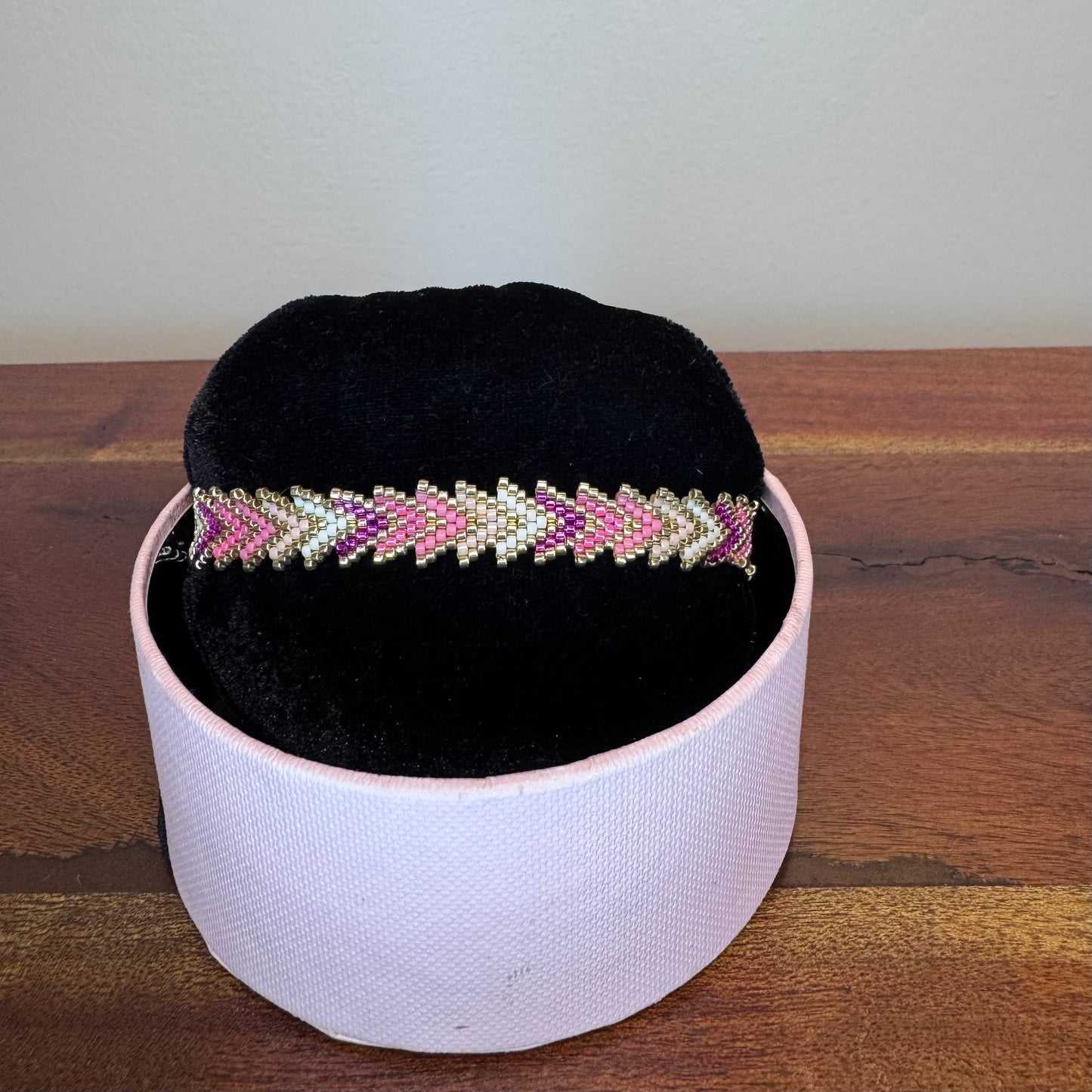 pink hues bracelet, miyuki beads hand woven bracelet