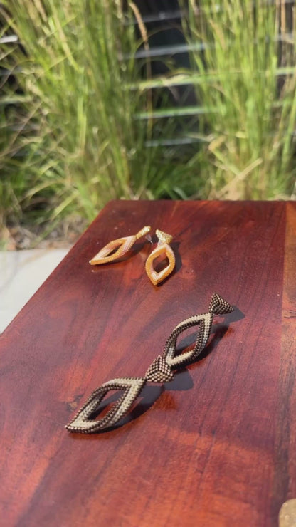 shiny miyuki beads, handmade earrings, lightweight