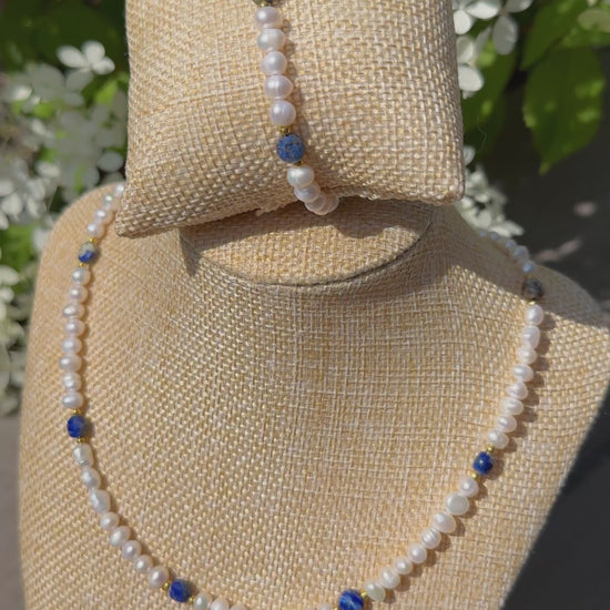 lapislazuli freshwater pearl necklace
