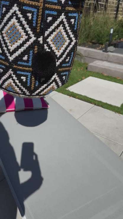 traditional Colombian bag, wayuu bag, handmade bag, colourful bag, crossbody bag, crystal hand-glued bag