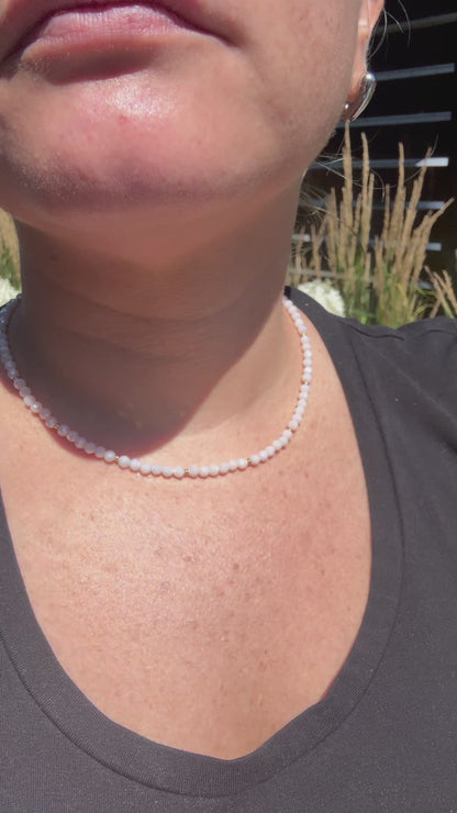 beige natural crystal necklace