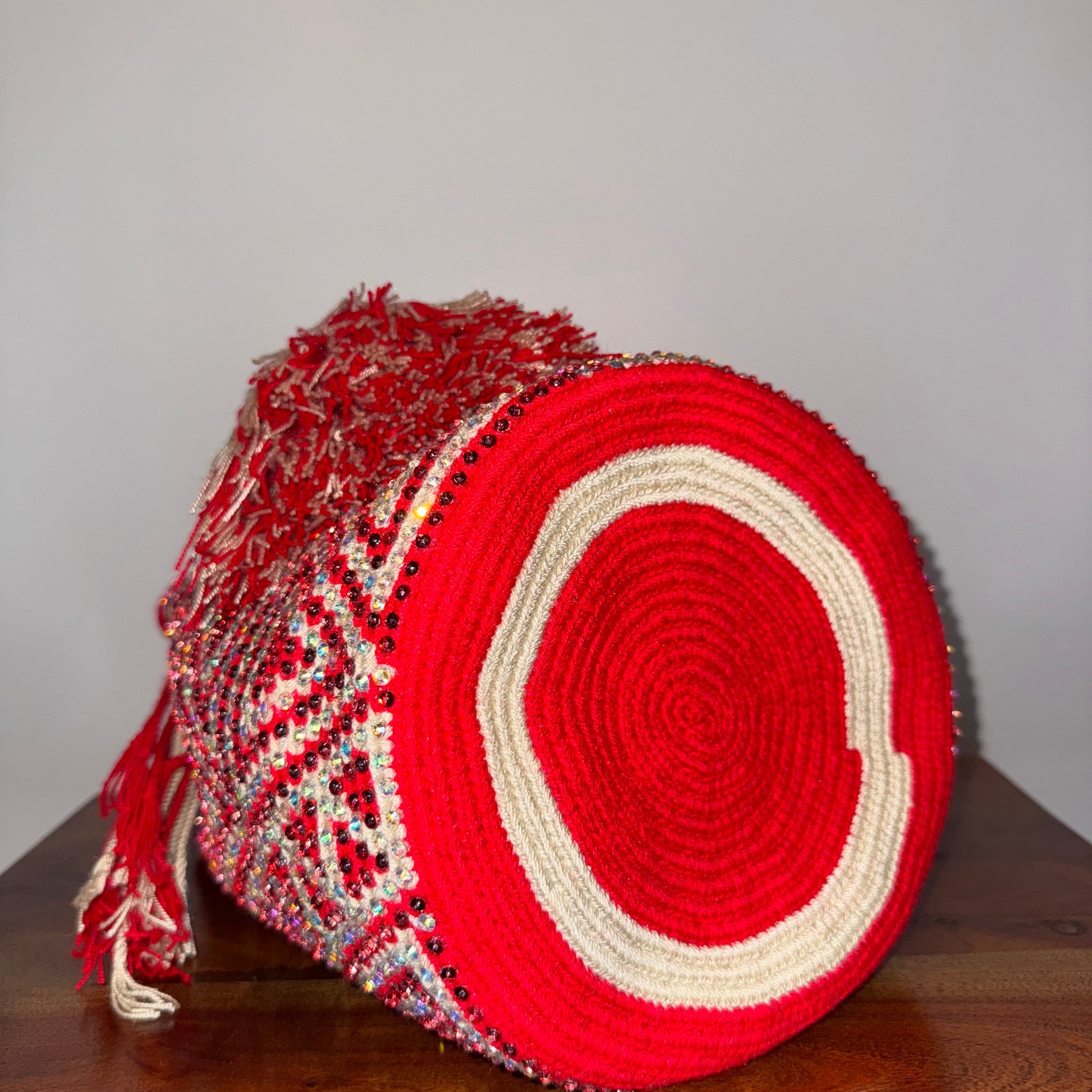 Wayuu bag, made in Colombia by hand and embedded with hand glued crystals 