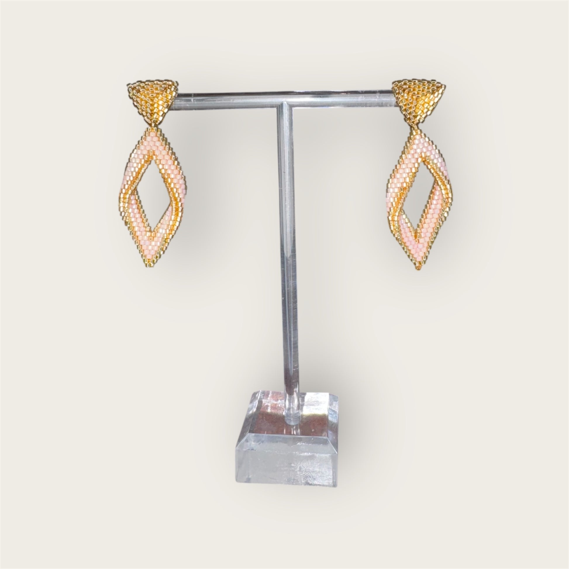 shiny miyuki beads, handmade earrings, lightweight