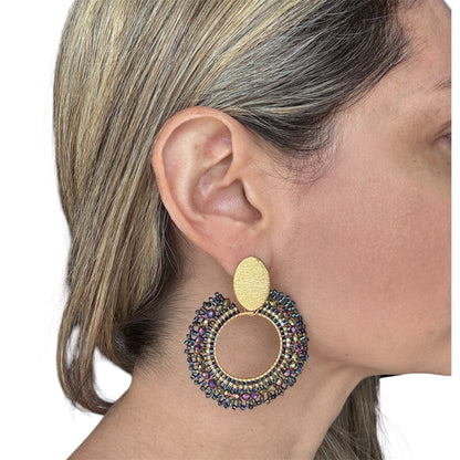 handmade crystal woven earrings, colombian jewelry montreal