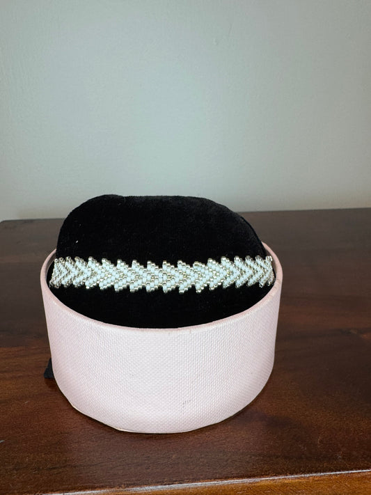 silver and white khandwoven bracelet montreal