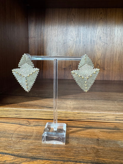 Pair of beaded silver earrings
