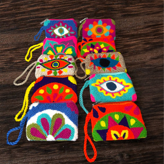 Colorful embroidered coin purse stacked Montreal 