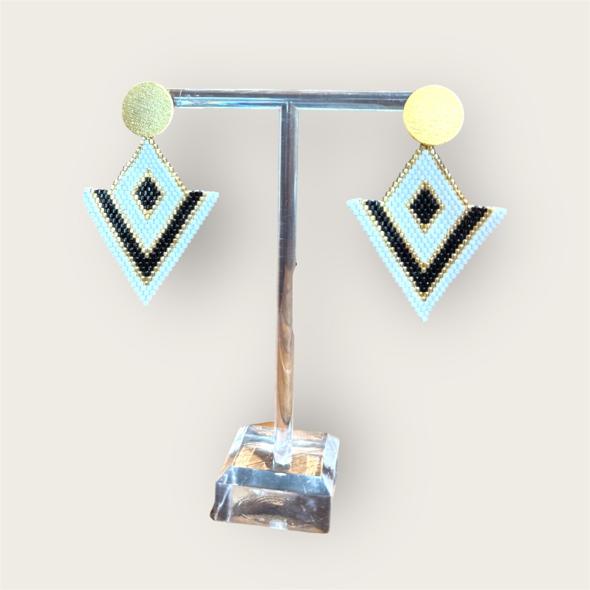 Colombian hand-woven Montreal Pair of geometric earrings 