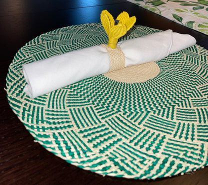 Iraca Palm Napkin Ring Yellow Flower Set of 6